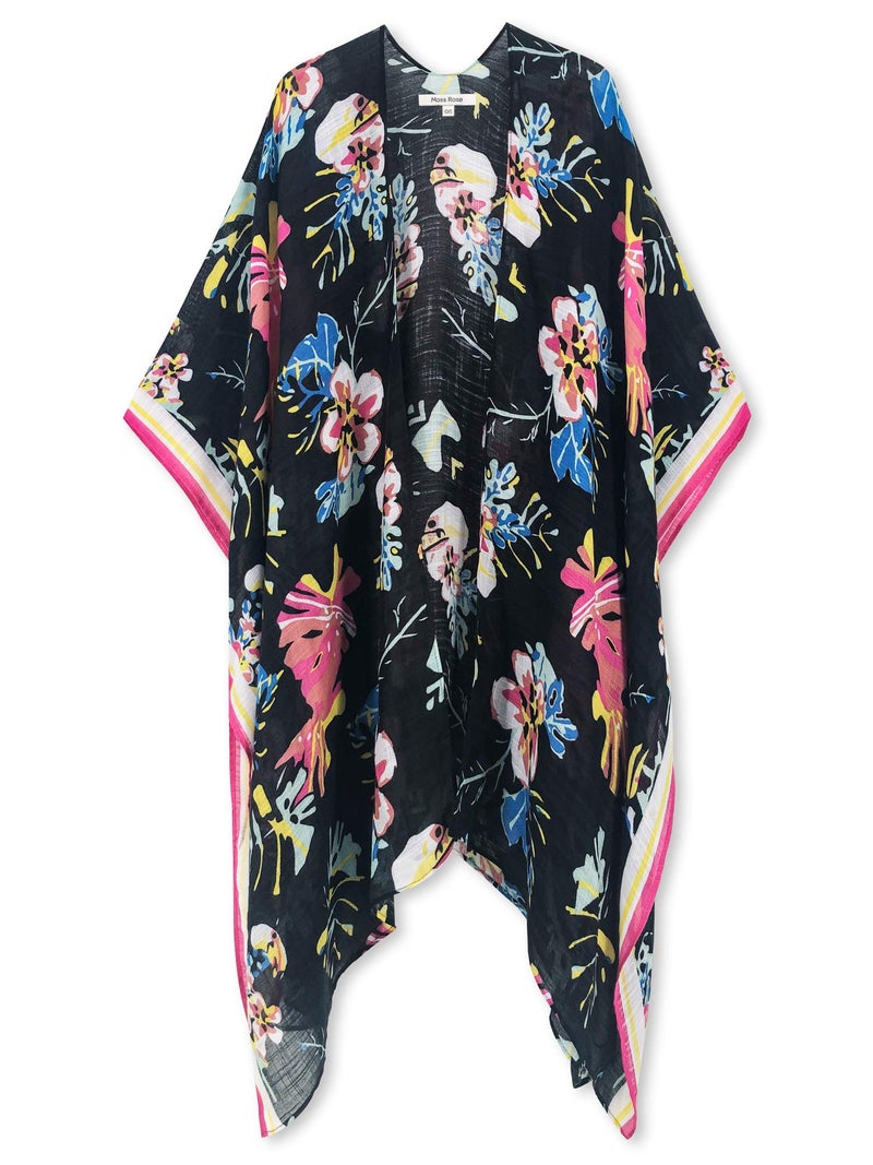 Moss Rose Women's Beach Cover up Swimsuit Kimono with Bohemian Floral Print, Loose Casual Resort Wear - Image 2